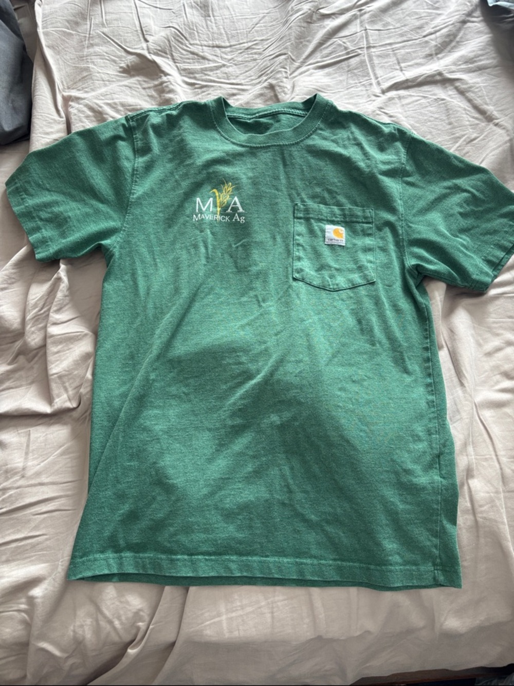 Carhartt Green Pocket Tee with Maverick Ag logo